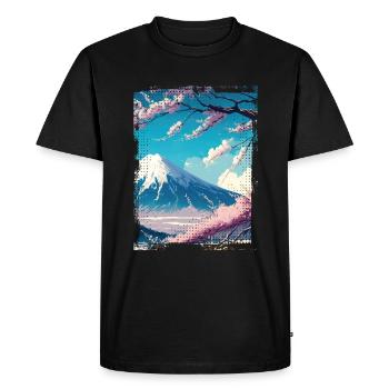 Japon Fuji Cerisier Fleur Cerisier Naturel - T-shirt Premium bio Homme - noir - Devant - Nico (187cm)