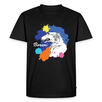 Borzoi Borzoi Chien coloré Chien Chien - T-shirt Premium bio Homme - noir - Devant - Nico (187cm)