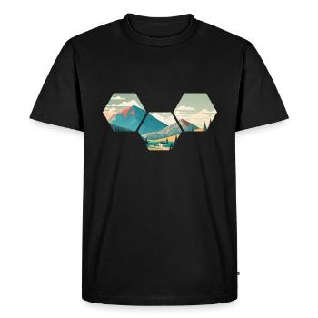 Géométrie de montagne Hexagone Nature Outdoor - T-shirt Premium bio Homme - noir - Devant - Nico (187cm)