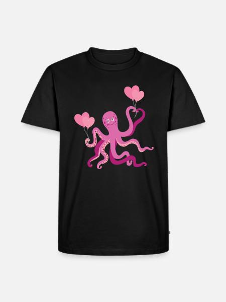 Octopus Heart Children Squid - Men's Premium Organic T-Shirt - black