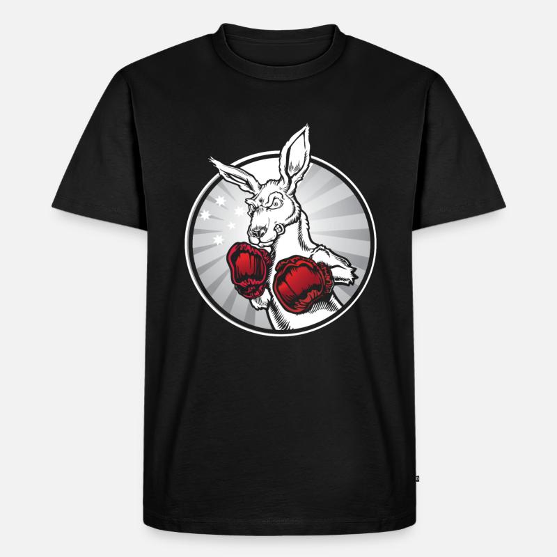 Känguru Boxen Kängurus - Männer Premium Bio T-Shirt - Schwarz