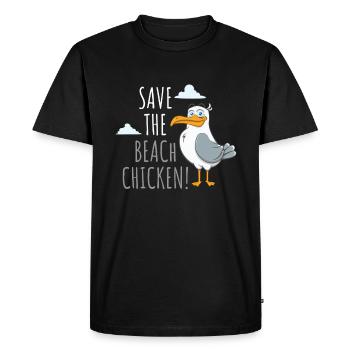 Save The Beach Chicken Seagull Bird Kids - Men's Premium Organic T-Shirt - black - Front - Nico (187cm)