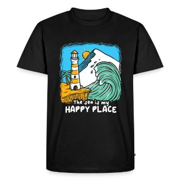 The Sea Is My Happy Place Lighthouse - Men's Premium Organic T-Shirt - black - Front - Nico (187cm)