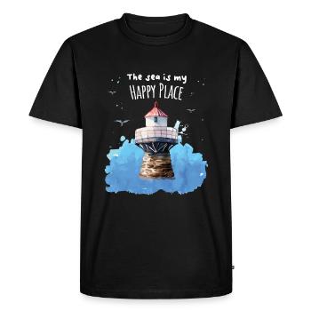 The Sea Is My Happy Place Lighthouse - Men's Premium Organic T-Shirt - black - Front - Nico (187cm)
