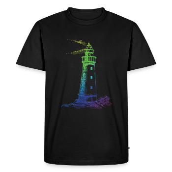 Rainbow Lighthouse - Men's Premium Organic T-Shirt - black - Front - Nico (187cm)