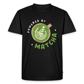 Powered By Matcha Green Tea Japanese - Men's Premium Organic T-Shirt - black - Front - Nico (187cm)