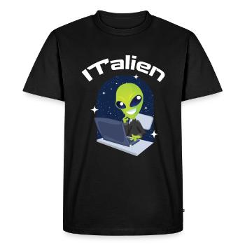 ITalien Alien Informatiker Hacker Coder - Men's Premium Organic T-Shirt - black - Front - Nico (187cm)