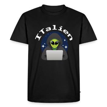ITalien Alien Informatiker Hacker Coder - Men's Premium Organic T-Shirt - black - Front - Nico (187cm)