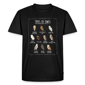 Types De Hiboux Hibou Oiseaux Hiboux Oiseaux - T-shirt Premium bio Homme - noir - Devant - Nico (187cm)
