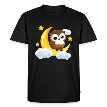 Hibou Lune Oiseau Mignon Hiboux Oiseaux - T-shirt Premium bio Homme - noir - Devant - Nico (187cm)
