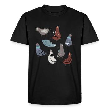 Drôle mignons pigeons enfants pigeon - T-shirt Premium bio Homme - noir - Devant - Nico (187cm)