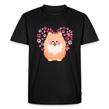 Poméranie Coeur Miniature Spitz Chien Chiot - T-shirt Premium bio Homme - noir - Devant - Nico (187cm)