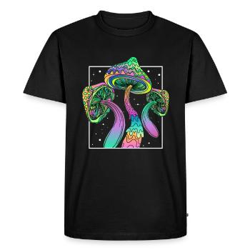 Psychedelic Fungi Festival EDM Music - Men's Premium Organic T-Shirt - black - Front - Nico (187cm)