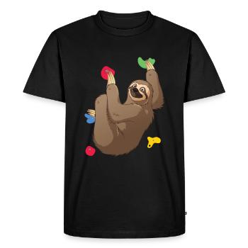 Chat Paresseux Escalade Alpinisme - T-shirt Premium bio Homme - noir - Devant - Nico (187cm)