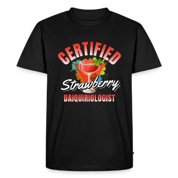 Fraise Daiquiri Cocktail Alcool - T-shirt Premium bio Homme - noir - Devant - Nico (187cm)