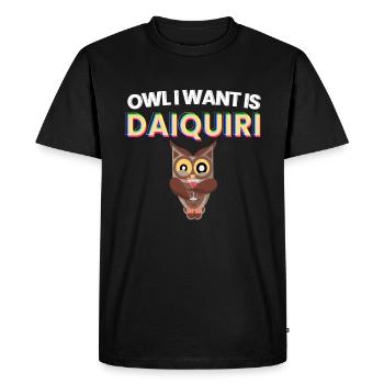 Owl I Want est Daiquiri cocktail alcool - T-shirt Premium bio Homme - noir - Devant - Nico (187cm)