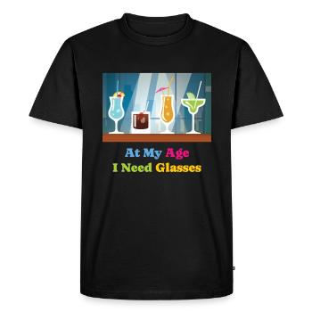 J’ai besoin de verres cocktail alcool - T-shirt Premium bio Homme - noir - Devant - Nico (187cm)