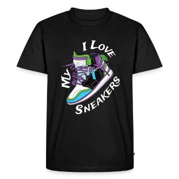 J’adore mes baskets sneaker - T-shirt Premium bio Homme - noir - Devant - Nico (187cm)