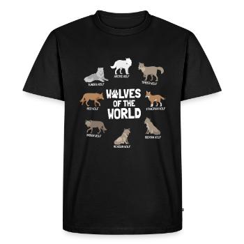 Loups du monde Loups animaux sauvages - T-shirt Premium bio Homme - noir - Devant - Nico (187cm)