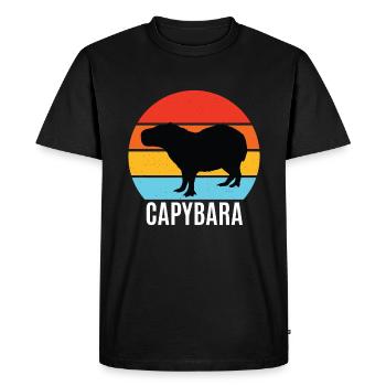 Capybara Retro Capibara Wasserschwein - T-shirt Premium bio Homme - noir - Devant - Nico (187cm)