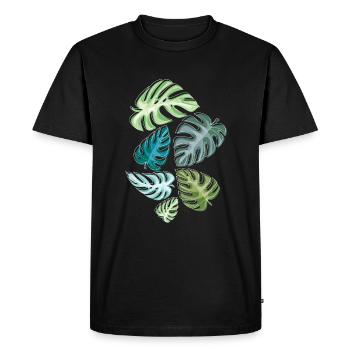Feuilles, Tropical, Forêt tropicale, Forêt tropicale, Nature, Plante - T-shirt Premium bio Homme - noir - Devant - Nico (187cm)