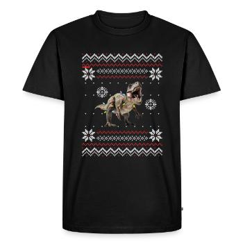 Noël moche Dino Trex Weihnacht - T-shirt Premium bio Homme - noir - Devant - Nico (187cm)