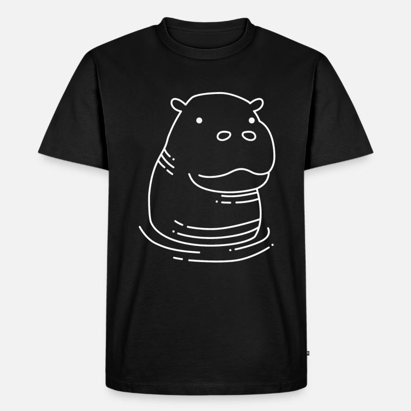 Süßes Nilpferd Hippo Kinder - Männer Premium Bio T-Shirt - Schwarz