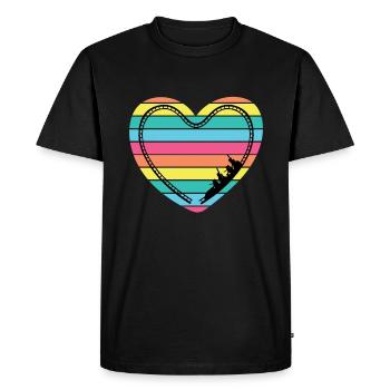 Roller Coaster Heart Rainbow Theme Park - Men's Premium Organic T-Shirt - black - Front - Nico (187cm)