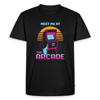 The Arcade Meet Me At Automat Retro - Men's Premium Organic T-Shirt - black - Front - Nico (187cm)