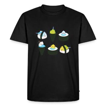 Perruche mignonne Sushi Japon Kawaii - T-shirt Premium bio Homme - noir - Devant - Nico (187cm)