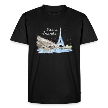 Paris, France, France, Tour Eiffel - T-shirt Premium bio Homme - noir - Devant - Nico (187cm)