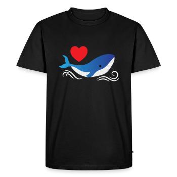 Baleine Bleue Coeur Baleine Mer - T-shirt Premium bio Homme - noir - Devant - Nico (187cm)