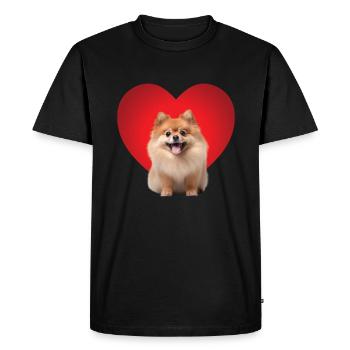 Pomeranian Heart Pomeranian Dog Puppy - Men's Premium Organic T-Shirt - black - Front - Nico (187cm)