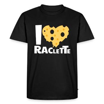 I Love Raclette Cheese - Men's Premium Organic T-Shirt - black - Front - Nico (187cm)