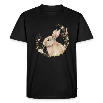 Bunny, Spring, Floral, Easter Bunny, Easter - Men's Premium Organic T-Shirt - black - Front - Nico (187cm)
