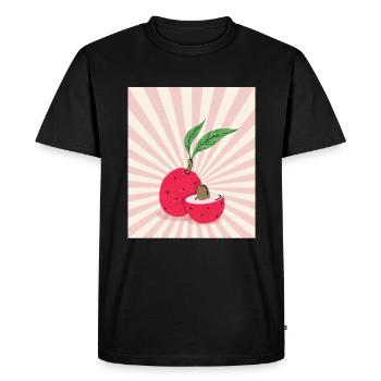 Lychee Retro Lychee Exotic Fruit - Men's Premium Organic T-Shirt - black - Front - Nico (187cm)