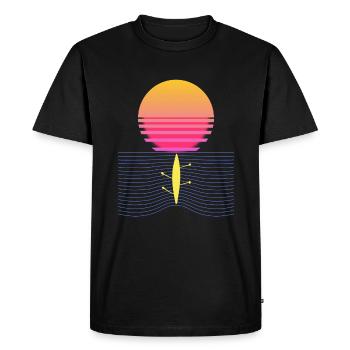 Rowing Retro Rowing Boat Rowing Sunset - Men's Premium Organic T-Shirt - black - Front - Nico (187cm)