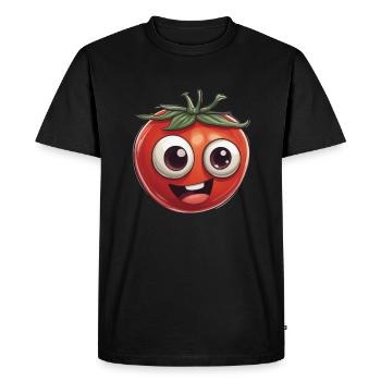 Cute Tomato Smiling Design - Men's Premium Organic T-Shirt - black - Front - Nico (187cm)