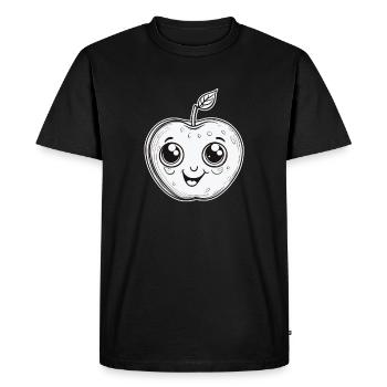 Cute Kawaii Apple for Fruit Lovers - Men's Premium Organic T-Shirt - black - Front - Nico (187cm)