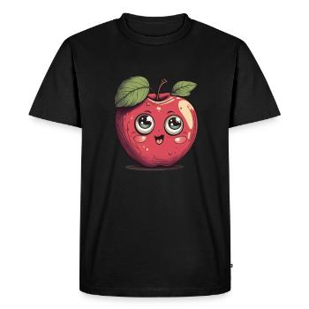Cute kawaii apple for fruit lovers - Men's Premium Organic T-Shirt - black - Front - Nico (187cm)