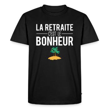 La retraite c'est le bonheur blague retraité - T-shirt Premium bio Homme - noir - Devant - Nico (187cm)