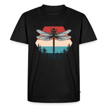 Retro Dragonfly Nature Insects - Men's Premium Organic T-Shirt - black - Front - Nico (187cm)