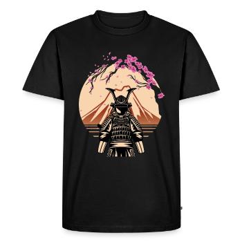 Samouraï Fuji Japon Combattant Japonais - T-shirt Premium bio Homme - noir - Devant - Nico (187cm)