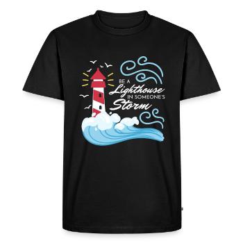 Be A Lighthouse Leuchtturm - Men's Premium Organic T-Shirt - black - Front - Nico (187cm)