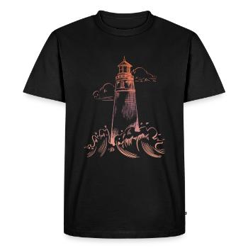 Vintage Lighthouse - Men's Premium Organic T-Shirt - black - Front - Nico (187cm)