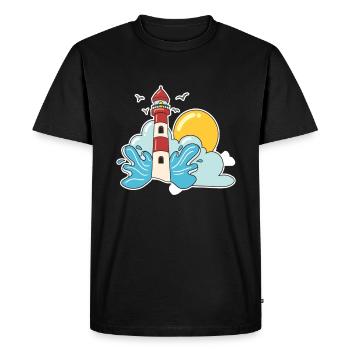 Retro Lighthouse - Men's Premium Organic T-Shirt - black - Front - Nico (187cm)