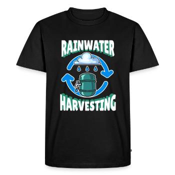 Récupération des eaux de pluie Regenwasser - T-shirt Premium bio Homme - noir - Devant - Nico (187cm)