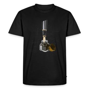 Encre et stylo plume Stylo plume - T-shirt Premium bio Homme - noir - Devant - Nico (187cm)