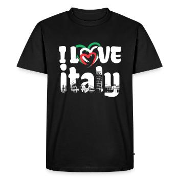 I Love Italy Italy Italian - Men's Premium Organic T-Shirt - black - Front - Nico (187cm)
