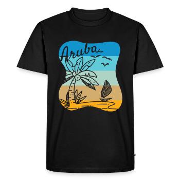Aruba I Plage Mer Surf Vacances Palmiers - T-shirt Premium bio Homme - noir - Devant - Nico (187cm)